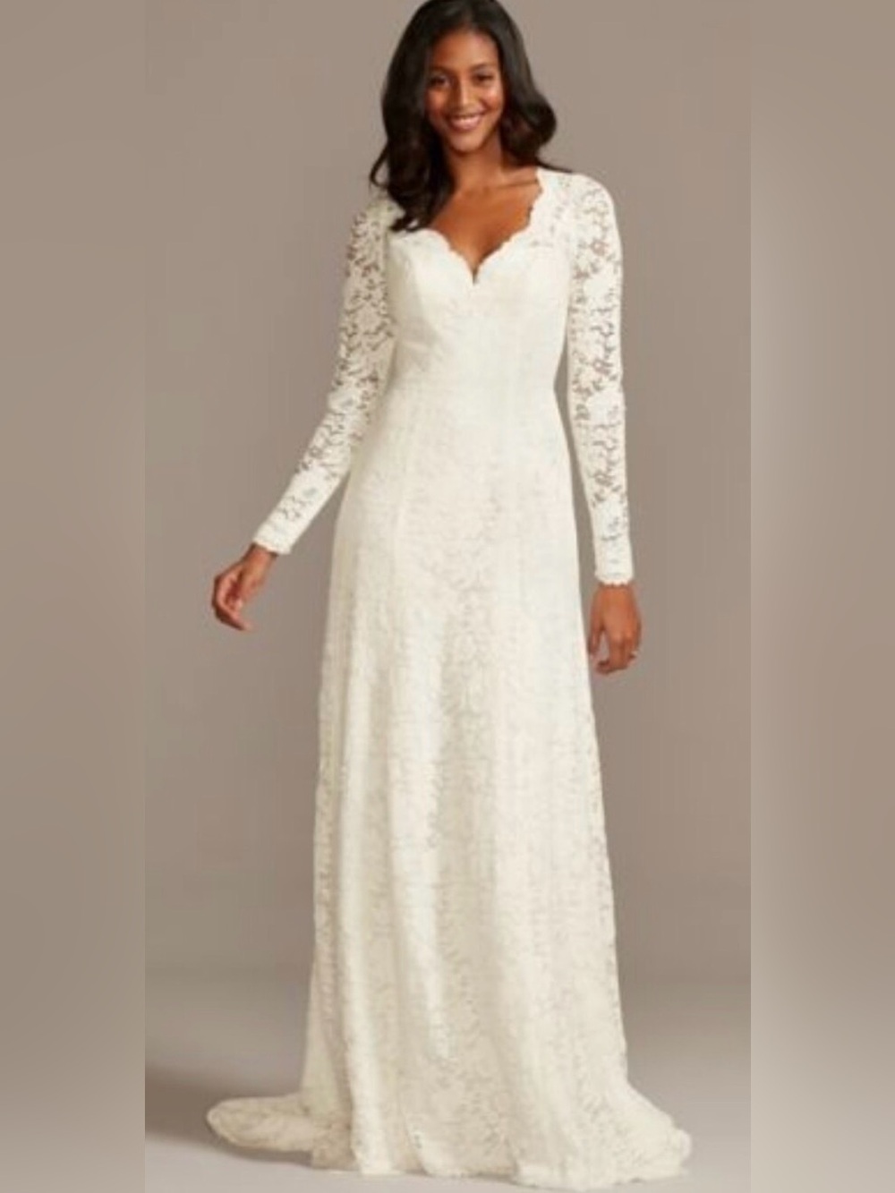 David’s Bridal Wedding Dress NWT White/Ivory (Style# WG3987), Size 14